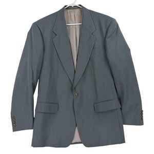 Lubiam Suit Jacket Mens 50L Gray Wool One Button Made Italy Striped Notch Lapel